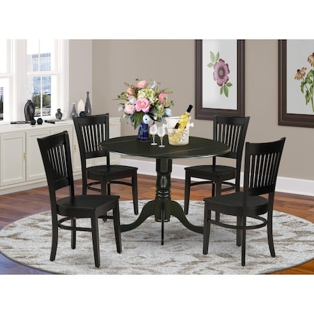 East West Furniture 5 Piece Dublin Dinette Set - Black DLVA5-BLK-W